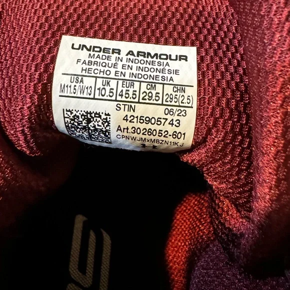 Under Armour Curry 2 Retro Basketball Shoes (Domaine Red Silver Gum) Men 11.5 - Picture 5 of 16